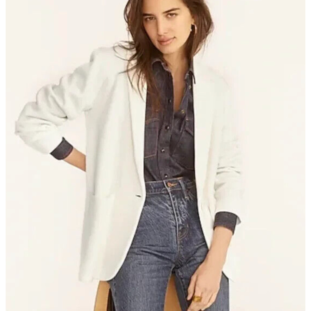 NWT J. Crew Cecile Relaxed Sweater Blazer S Cream White J.Crew - Picture 1 of 6